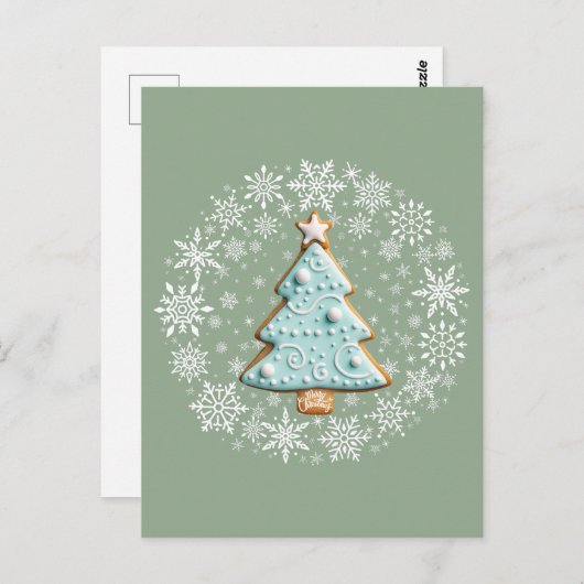 Kerstboom Witte Kerstmis, Gingerbread Cookie Briefkaart (Voorkant / Achterkant)