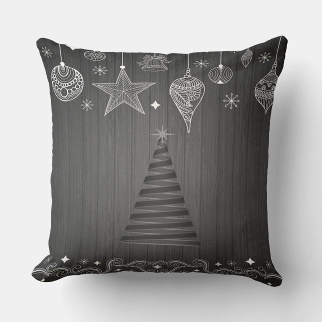 Kerstboom, Witte Kerstversiering Kussen (Voorkant)