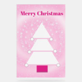 Kerstboom Witte Roze Sneeuwvlokken Acryl Bord (Voorkant)