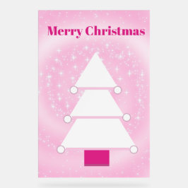 Kerstboom Witte Roze Sneeuwvlokken Acryl Bord