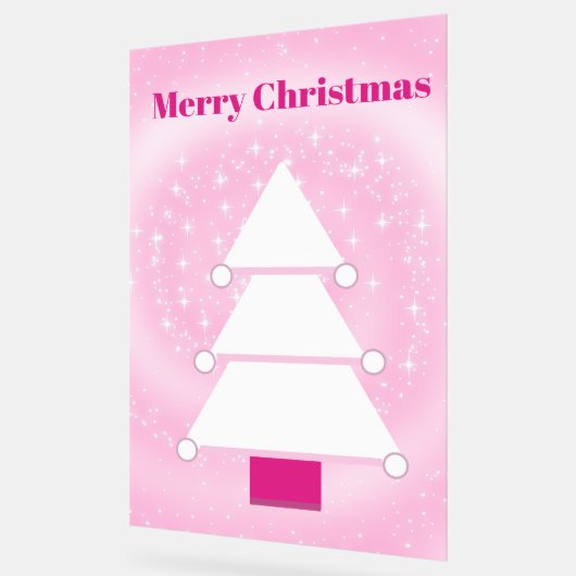 Kerstboom Witte Roze Sneeuwvlokken Acryl Bord (Hoek)