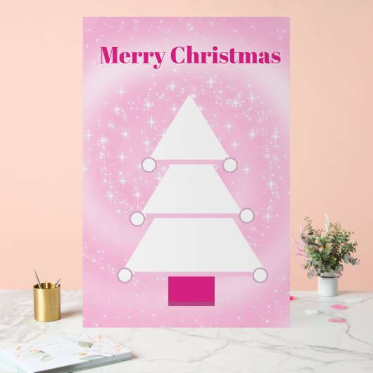 Kerstboom Witte Roze Sneeuwvlokken Acryl Bord (Huwelijk)