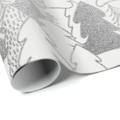 Kerstboom Witte sneeuw Zilver Glitter Wood Cadeaupapier (Rol Hoek)
