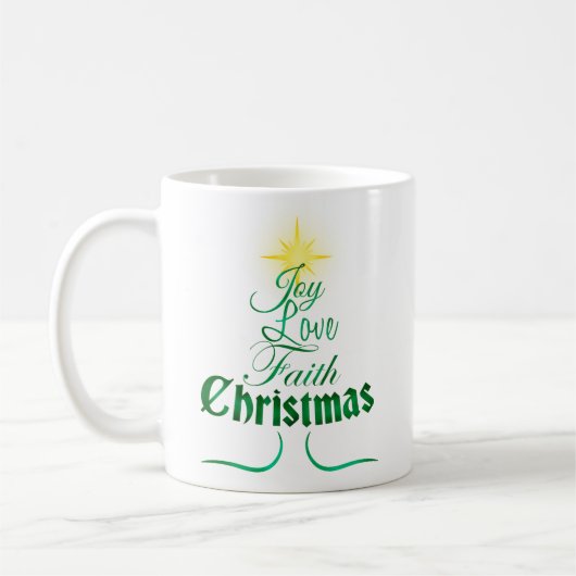 Kerstboom Word Art-feestdag Koffiemok (Links)