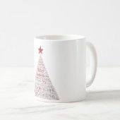 Kerstboom Word Art met Rode Ster Koffiemok (Voorkant rechts)