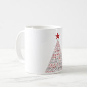 Kerstboom Word Art met Rode Ster Koffiemok (Voorkant links)