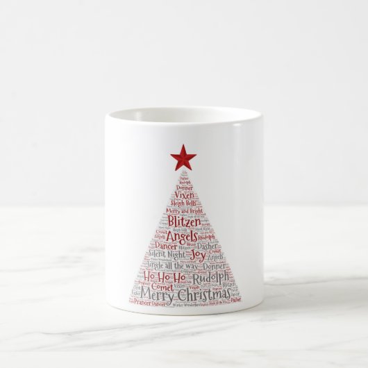 Kerstboom Word Art met Rode Ster Koffiemok (Center)