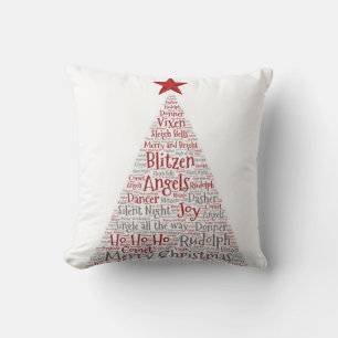 Kerstboom Word Art met Rode Ster Kussen
