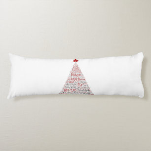 Kerstboom Word Art met Rode Ster Lichaamskussen
