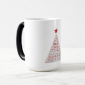 Kerstboom Word Art met Rode Ster Magische Mok (Voorkant links)