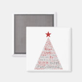 Kerstboom Word Art met Rode Ster Magneet (Voorkant / Achterkant)