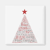 Kerstboom Word Art met Rode Ster Magneet (Voorkant)