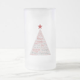 Kerstboom Word Art met Rode Ster Matglas Bierpul