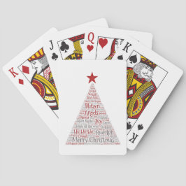 Kerstboom Word Art met Rode Ster Pokerkaarten