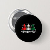 Kerstboom Xmas Buffalo Plaid Rood Wit Ronde Button 5,7 Cm (Voorkant /achterkant)