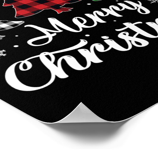 Kerstboom Xmas Buffel Plaid Rood Wit Groen Poster (Hoek)