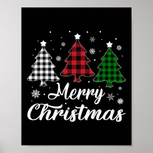 Kerstboom Xmas Buffel Plaid Rood Wit Groen Poster