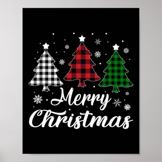 Kerstboom Xmas Buffel Plaid Rood Wit Groen Poster (Voorkant)