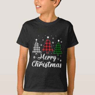 Kerstboom Xmas Buffel Plaid Rood Wit Groen T-shirt