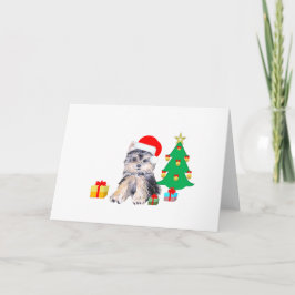 Kerstboom, Yorkshire puppy & cadeaus Feestdagen Kaart