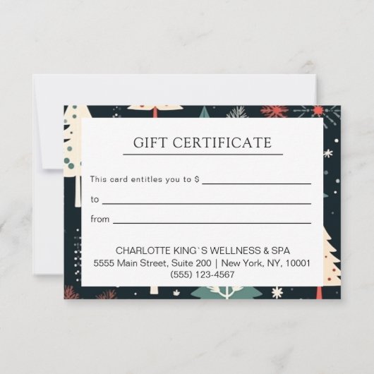 KERSTBOOM ZAKELIJK CERTIFICAAT cadeau voor u (Achterkant)