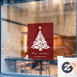 Kerstboom Zakelijke Ramen Decoratie in Karmozijnro Raamsticker