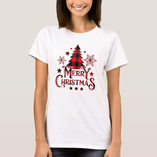 Kerstboom – Zalig Kerstmis T-Shirt Ontwerp (Voorkant)
