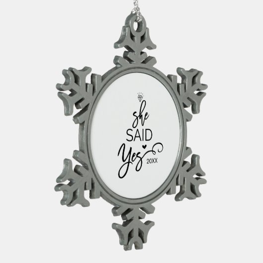 Kerstboom zei ze ja ingesloten tin sneeuwvlok ornament (Links)