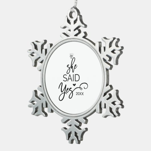 Kerstboom zei ze ja ingesloten tin sneeuwvlok ornament (Rechts)