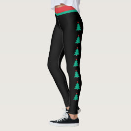 Kerstboom Zijstreep Zwarte Leggings