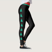 Kerstboom Zijstreep Zwarte Leggings (Rechts)