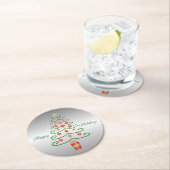 Kerstboom Zilver gekleurd kerstfeest Ronde Kartonnen Onderzetter (Insitu)