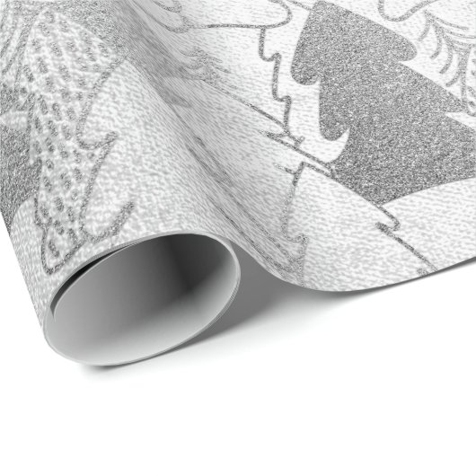 kerstboom Zilver Glitter Fancy Glitter Cottage Cadeaupapier (Rol Hoek)