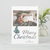 Kerstboom & Zilveren Glitter Fotokaart (Staand voorkant)
