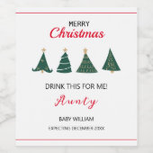 Kerstboom zwangerschap aankondiging familie tante wijn etiket (Enkel label)