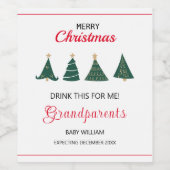 Kerstboom zwangerschap aankondiging ouders wijn etiket (Enkel label)