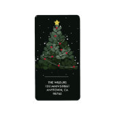 Kerstboom Zwart Adres Etiket (Voorkant)