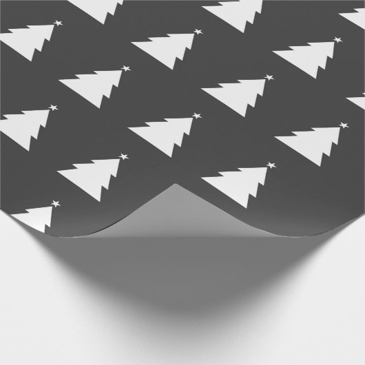 Kerstboom - Zwart en Wit - Modern - Kerstmis Cadeaupapier (Hoek)