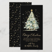 Kerstboom Zwart Goud Script Niet Foto Feestdagenkaart (Voorkant / Achterkant)