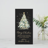 Kerstboom Zwart Goud Script Niet Foto Feestdagenkaart (Staand voorkant)