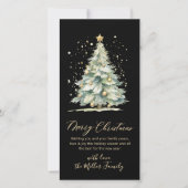 Kerstboom Zwart Goud Script Niet Foto Feestdagenkaart (Voorkant)