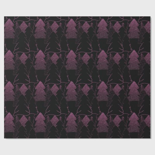 Kerstboom - zwart hout Fancy Glitter Burgundy Cadeaupapier (Vlak)