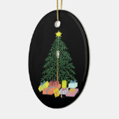 Kerstboom zwart ovaal keramisch ornament (Links)