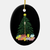 Kerstboom zwart ovaal keramisch ornament (Voorkant)