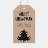 Kerstboom Zwart Rustiek Vrolijk Kerstfeest Cadeaulabel (Voorkant)