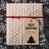 Kerstboom Zwart Rustiek Vrolijk Kerstfeest Cadeaulabel