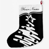 Kerstboom zwart wit moderne vakantie grote kerstsok (Achterkant)