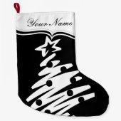 Kerstboom zwart wit moderne vakantie grote kerstsok (Voorkant)