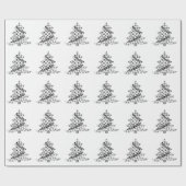 Kerstboom, zwart-wit patroon cadeaupapier (Vlak)