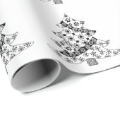 Kerstboom, zwart-wit patroon cadeaupapier (Rol Hoek)